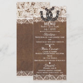Cartes de menu Country Western Fer à cheval rustiq (Devant / Derrière)