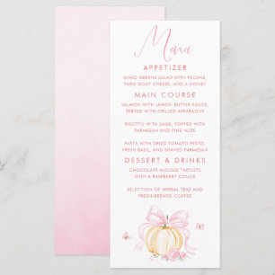 Cartes de menu de Baby Shower Élégantes Citrouille