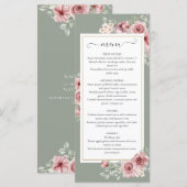 Cartes de Menu de Dîner de Mariage Fleurs de Roses (Devant / Derrière)
