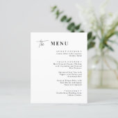 Cartes de menu de dîner de mariage noir et blanc (Debout devant)