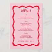 Cartes de menu de Fête des mariées rouge et rose r (Devant)