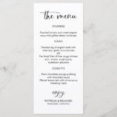 Cartes de menu de mariage à calligraphie minimalis (Devant)