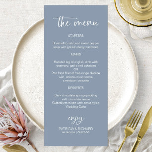 Cartes de menu de mariage à calligraphie minimalis
