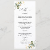 Cartes de menu de mariage à feuillage doré élégant (Devant)