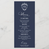 Cartes de menu de mariage à monogramme élégant ble (Devant)