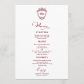 Cartes de menu de mariage à monogramme élégant bor (Devant)