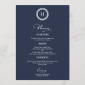 Cartes de menu de mariage à monogramme en couronne (Devant)