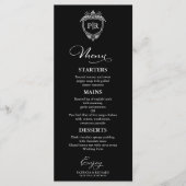 Cartes de menu de mariage à monogramme noir et bla (Devant)