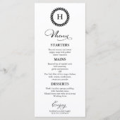 Cartes de menu de mariage à monogramme noir et bla (Devant)