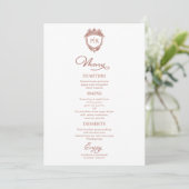 Cartes de menu de mariage à monogramme rose gold s (Debout devant)