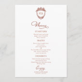 Cartes de menu de mariage à monogramme rose gold s (Devant)