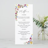 Cartes de menu de mariage aux fleurs sauvages Boho (Debout devant)