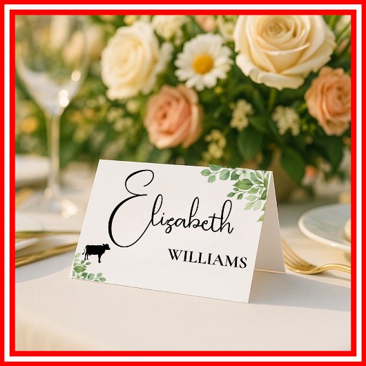 Cartes de Menu de Mariage avec Feuilles de Sauge V