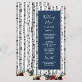 Cartes de menu de mariage bleu marine et burgundy  (Devant / Derrière)