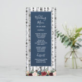 Cartes de menu de mariage bleu marine et burgundy  (Debout devant)