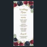 Cartes de menu de mariage bohème rustique bleu mar<br><div class="desc">Cartes de menu de mariage bohème rustique bleu marine et bordeaux - avec des roses et des pivoines élégantes à l'aquarelle dans diverses nuances de Marsala, bordeaux, merlot et bleu marine avec une verdure élégante. Il y a des touches de brindilles dorées dans les fleurs et la verdure. La mise...</div>