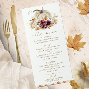 Cartes de menu de mariage citrouille coup de foudr