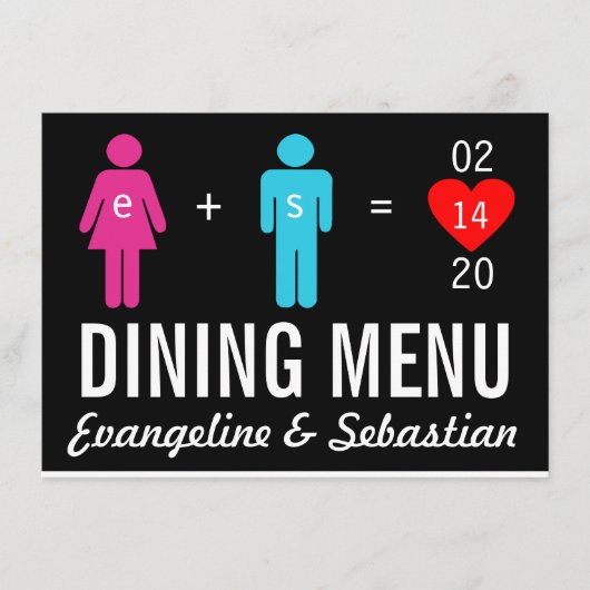 Cartes de menu de mariage de couples d'amour de (Devant)