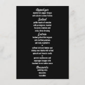 Cartes de menu de mariage de couples d'amour de (Dos)