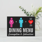 Cartes de menu de mariage de couples d'amour de (Debout devant)