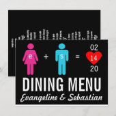 Cartes de menu de mariage de couples d'amour de (Devant / Derrière)
