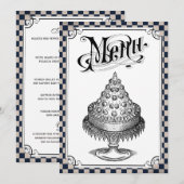 Cartes de menu de mariage de damier de Steampunk (Devant / Derrière)