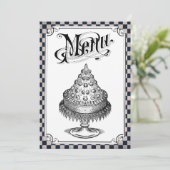 Cartes de menu de mariage de damier de Steampunk (Debout devant)