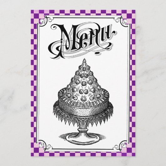 Cartes de menu de mariage de damier de Steampunk (Devant)