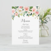 Cartes de menu de mariage de fleur rose et blanche (Debout devant)
