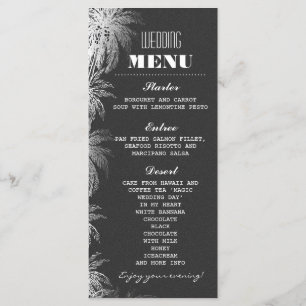 cartes de menu de mariage de plage avec le palmier