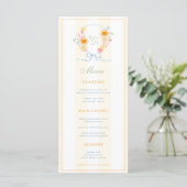 Cartes de menu de mariage de printemps avec rayure (Debout devant)