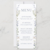 Cartes de menu de mariage du jardin bleu rustique  (Devant)