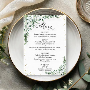 Cartes de Menu de Mariage Élégante Végétalie