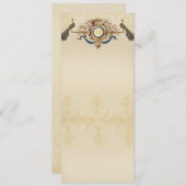 Cartes de menu de mariage élégantes avec paon (Devant / Derrière)