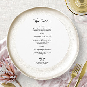 Cartes de menu de mariage élégantes en noir et bla