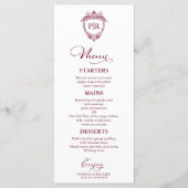 Cartes de menu de mariage élégantes monogramme bor (Devant)