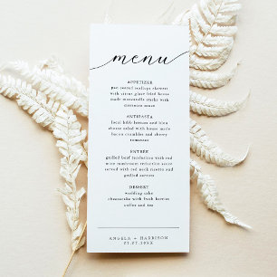 Cartes de menu de mariage élégantes noir et blanc