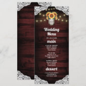 Cartes de menu de mariage en bois et jarre de Maso (Devant / Derrière)
