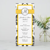 Cartes de menu de mariage en damas noir et jaune (Debout devant)