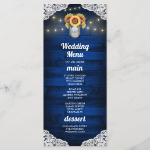 Cartes de menu de mariage en jarre de maçon tourne