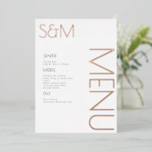 Cartes de menu de mariage initial gras pressé jour (Debout devant)