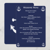 Cartes de menu de mariage personnalisées bleu mari (Devant / Derrière)