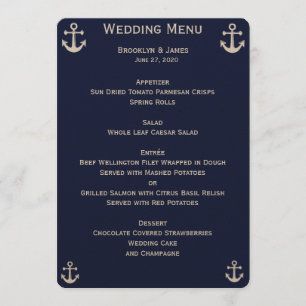 Cartes de menu de mariage personnalisées sur le th