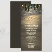 Cartes de Menu de Mariage Plage Rivage Coeurs dans (Devant / Derrière)