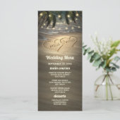 Cartes de Menu de Mariage Plage Rivage Coeurs dans (Debout devant)