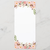 Cartes de menu de mariage rose et or Paeony Blush (Dos)