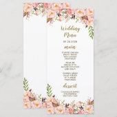 Cartes de menu de mariage rose et or Paeony Blush (Devant / Derrière)