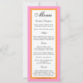 Cartes de menu de mariage rose orange (Dos)