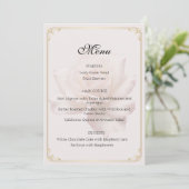 Cartes de menu de mariage rose tendre (Debout devant)