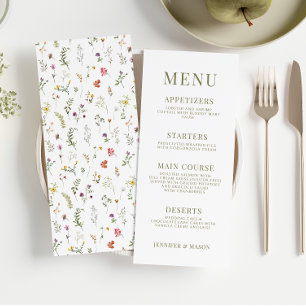 Cartes de menu de mariage rustique fleur sauvage W